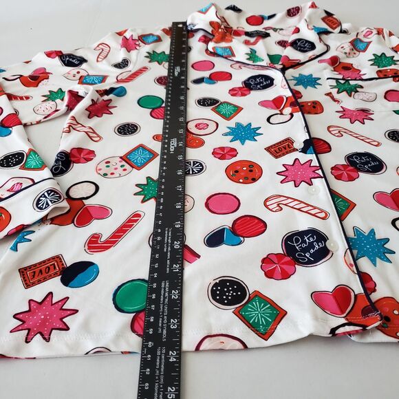 NWOT Kate Spade "Holiday Cookies" Soft Christmas Pajama 2-pc Set Sz L Pyjamacore - Picture 7 of 12
